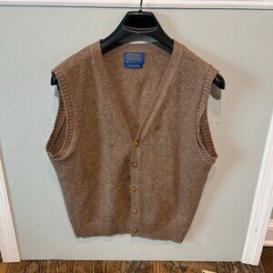 Pendleton Woolen Mills 100% Shetland Wool Sweater Vest Button Front Mens Size XL